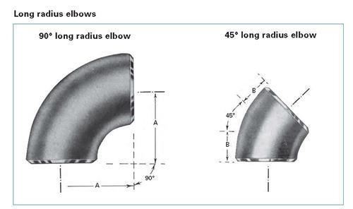 Pipe Fitting, Elbow, Duplex & Super Duplex Steel Large Diameter, 45 Degree Elbow, Long Radius Elbow / Short Radius Elbow