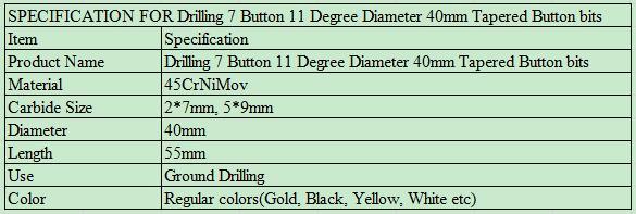 28mm 32mm 34mm 36mm 38mm Tapered Rock Drilling Button Bits