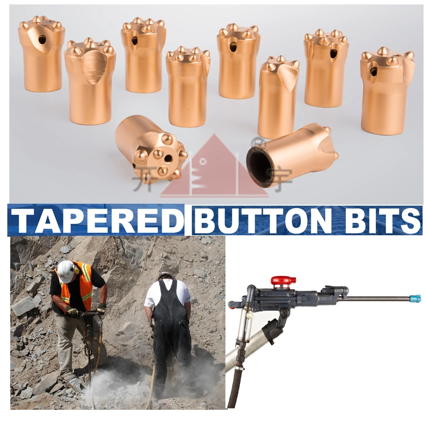 8 Buttons 7 11 12 Degree Tapered Rock Drill Bits for Rock Drilling