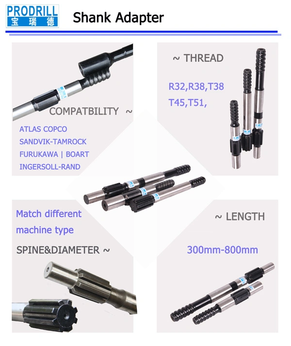 R32/T38/T45/T51 Atlas Copco Drill Striking Bar/Adaptor/Shank Adapter for Top Hammer Consumables