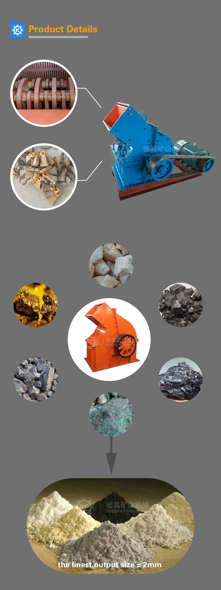 Secondary and Tertiary Crusher Hammer Crusher for Stone, Minerals Crushing Rock Crusher