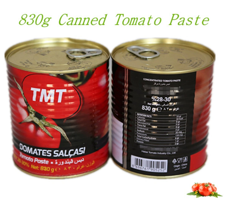 Halal Certification No Additive Canned Tomato Paste (830g TMT brand)