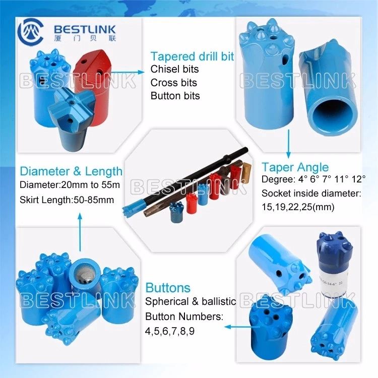 Bestlink Q8 34mm Tapered Button Bit Tungsten Carbide Mining Rock Drill Bits