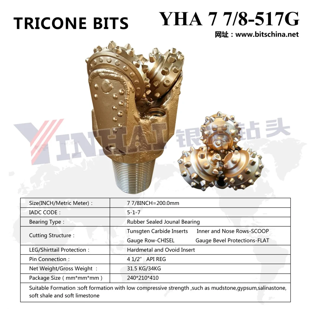 7 7/8 Inch 200mm IADC517 TCI Tricone Bit/Roller Cone Bit/Rock Drill Bit