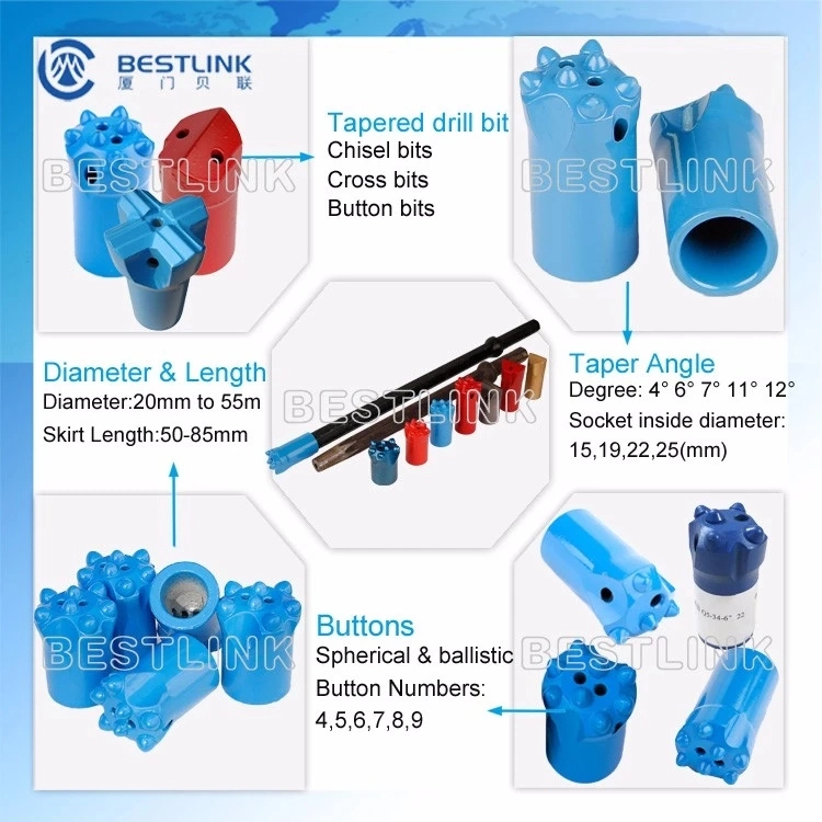 Bestlink Tapered Rock Drill Chisel Bits for Quarrying