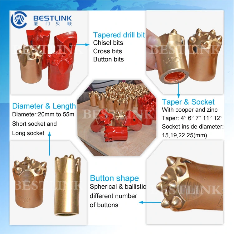 Tapered Cross Type Rock Drilling Bits for Quarrying Stone