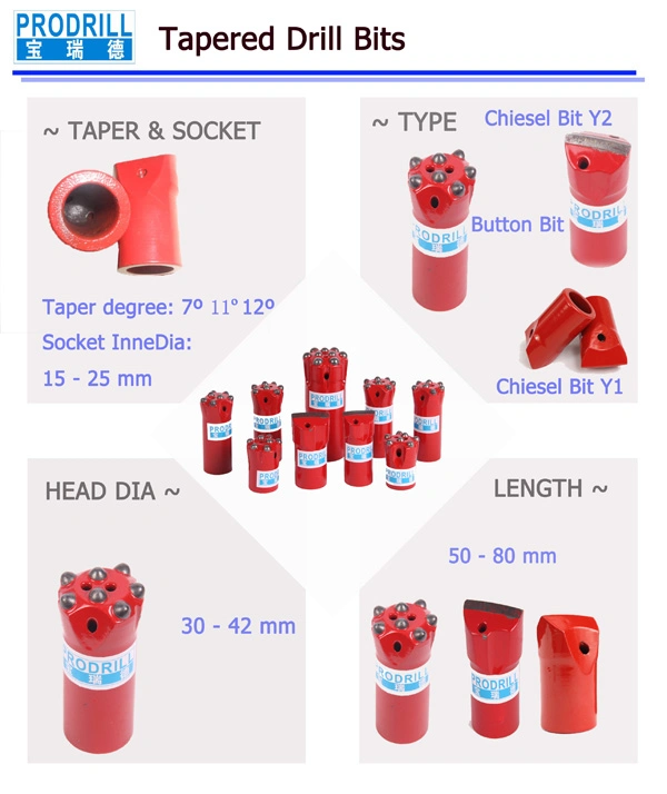 7 Degree 34mm Rock Drill Bit Taper Button Bit