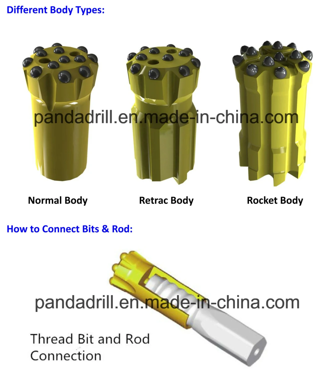 R32, R38, T38, T45, T51 Retrac&Standard Thread Drill Bits