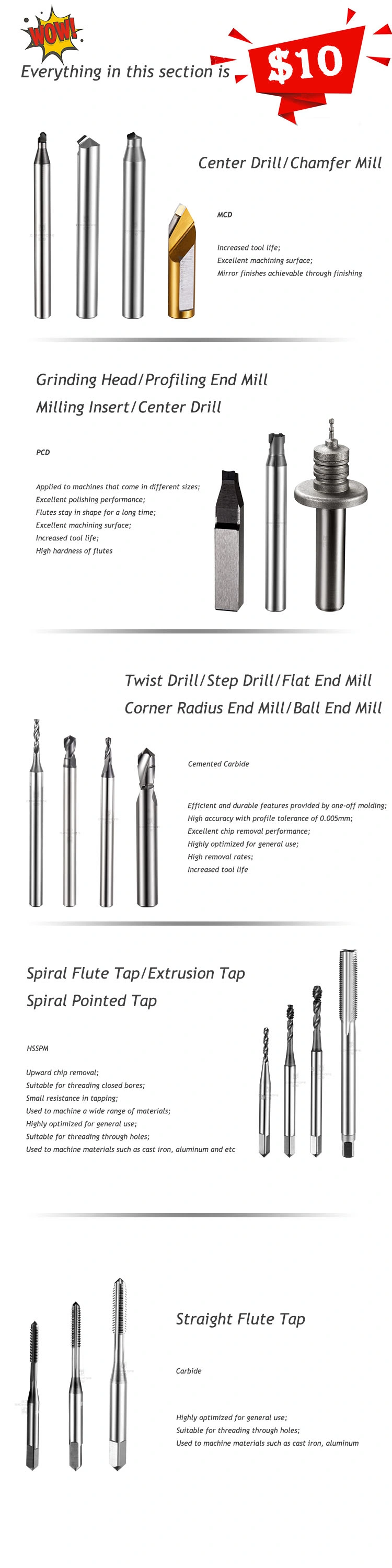 China cemented carbide drill bit rotary cutter file milling cutter Center drill