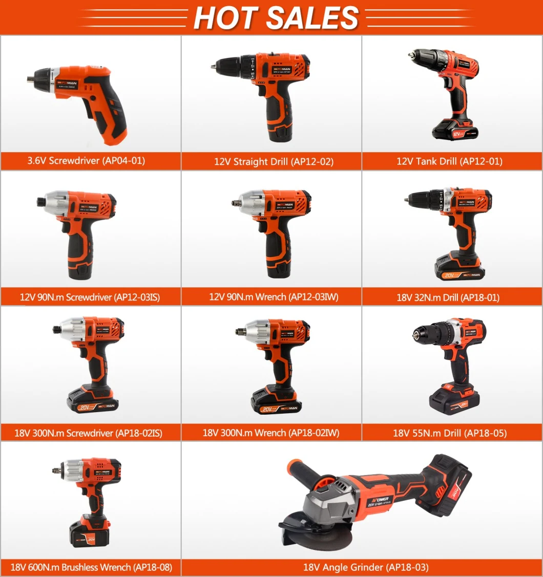 20V 55n. M High Torque Power Drill Cordless Impact Drill Hammer Drill Impact Drill Lithium Drill