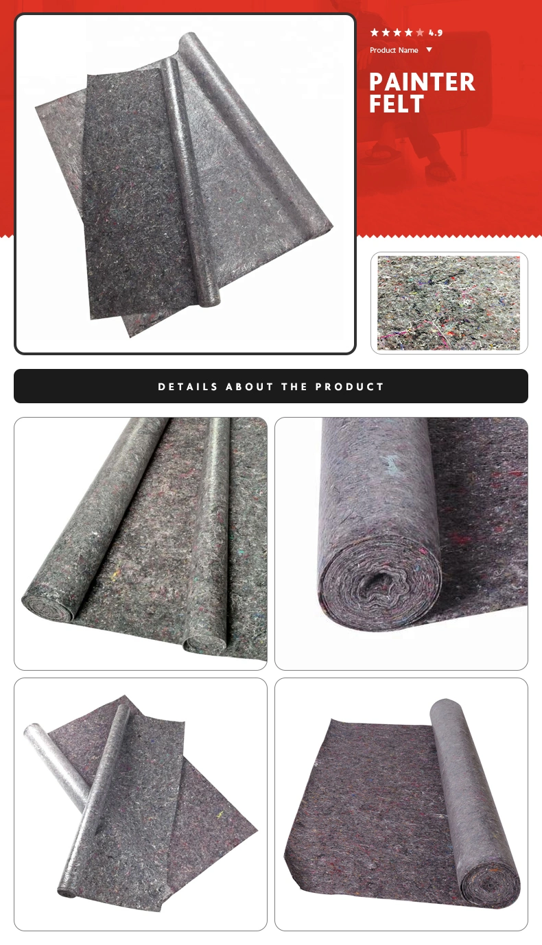220g Laminated Floor Cover PE Coated Foil Felt Underlay Mattress Material Recycled Felt Painter Carpet Abdeckvlies