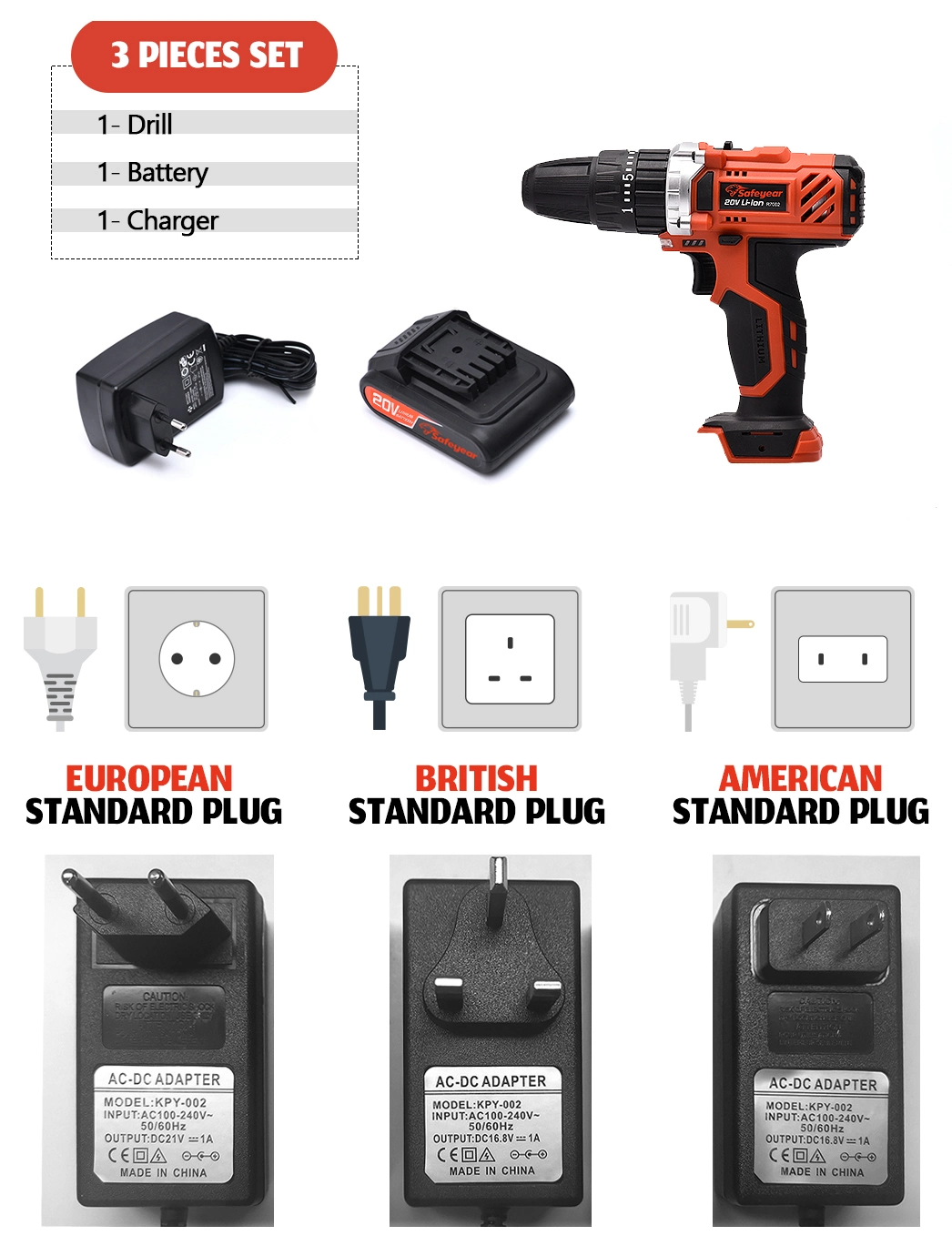 20V Impact Electric Hardware Power Tools Sets Hand Cordless Drill