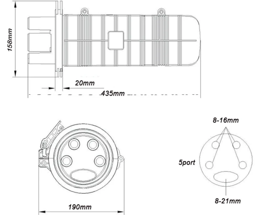 FTTX FTTH Cable Optic Fiber Closure Splice Enclosure with 4 Cable Port Fiber Optic Joint Enclosure