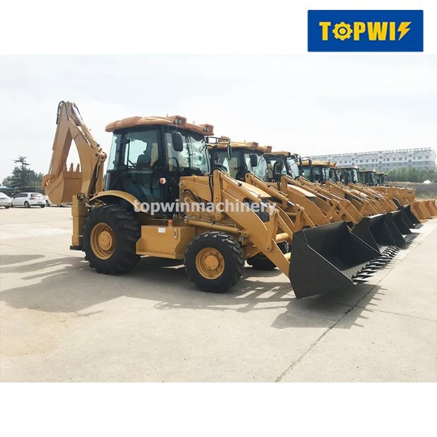 China Topwin Mini Compact Small Good Quality Backhoe Loader with Auger Earth Drill for Construction