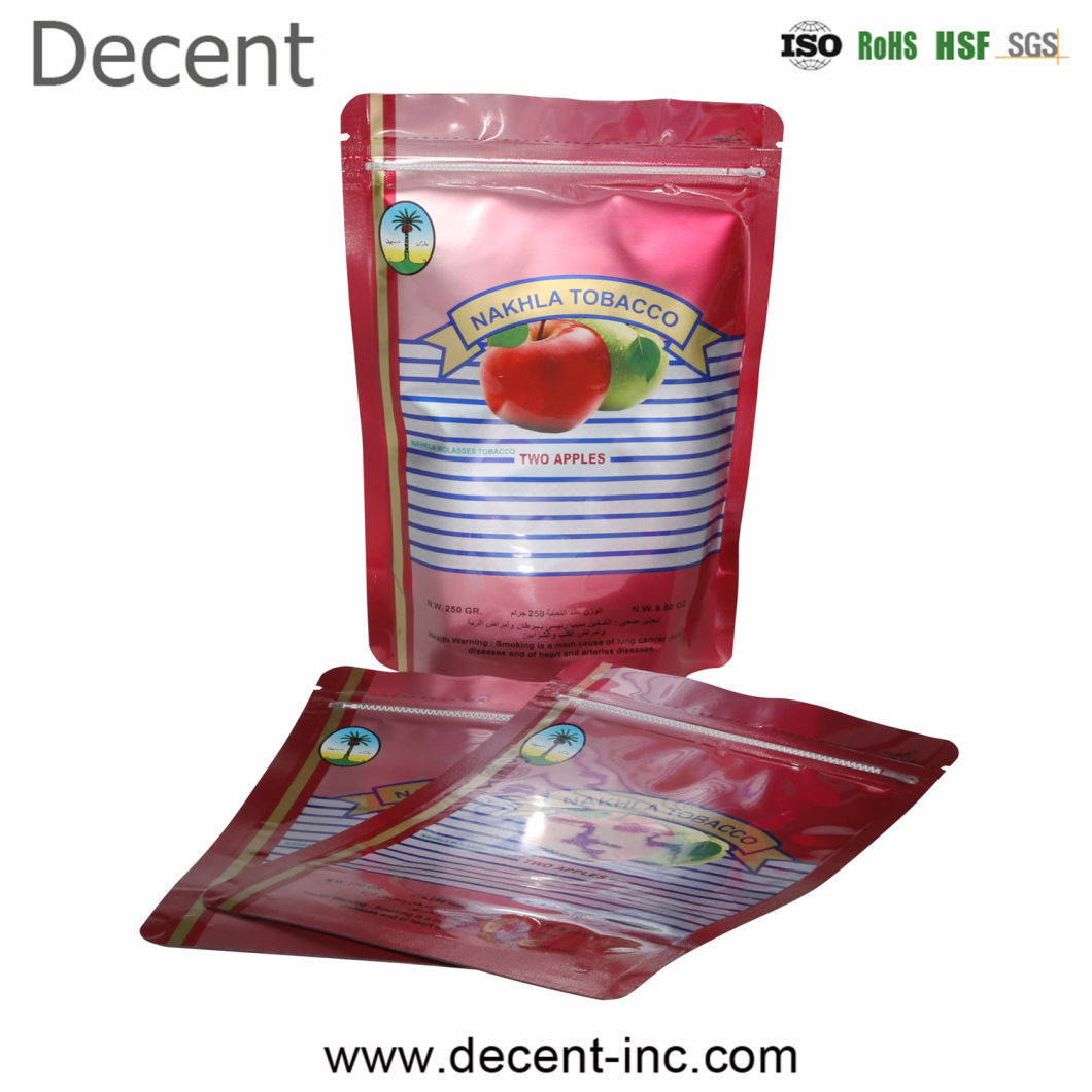 Decent Glossy Holographic Stand up Clear Front Laser Film Plastic Food Packaging Bag with Zipper
