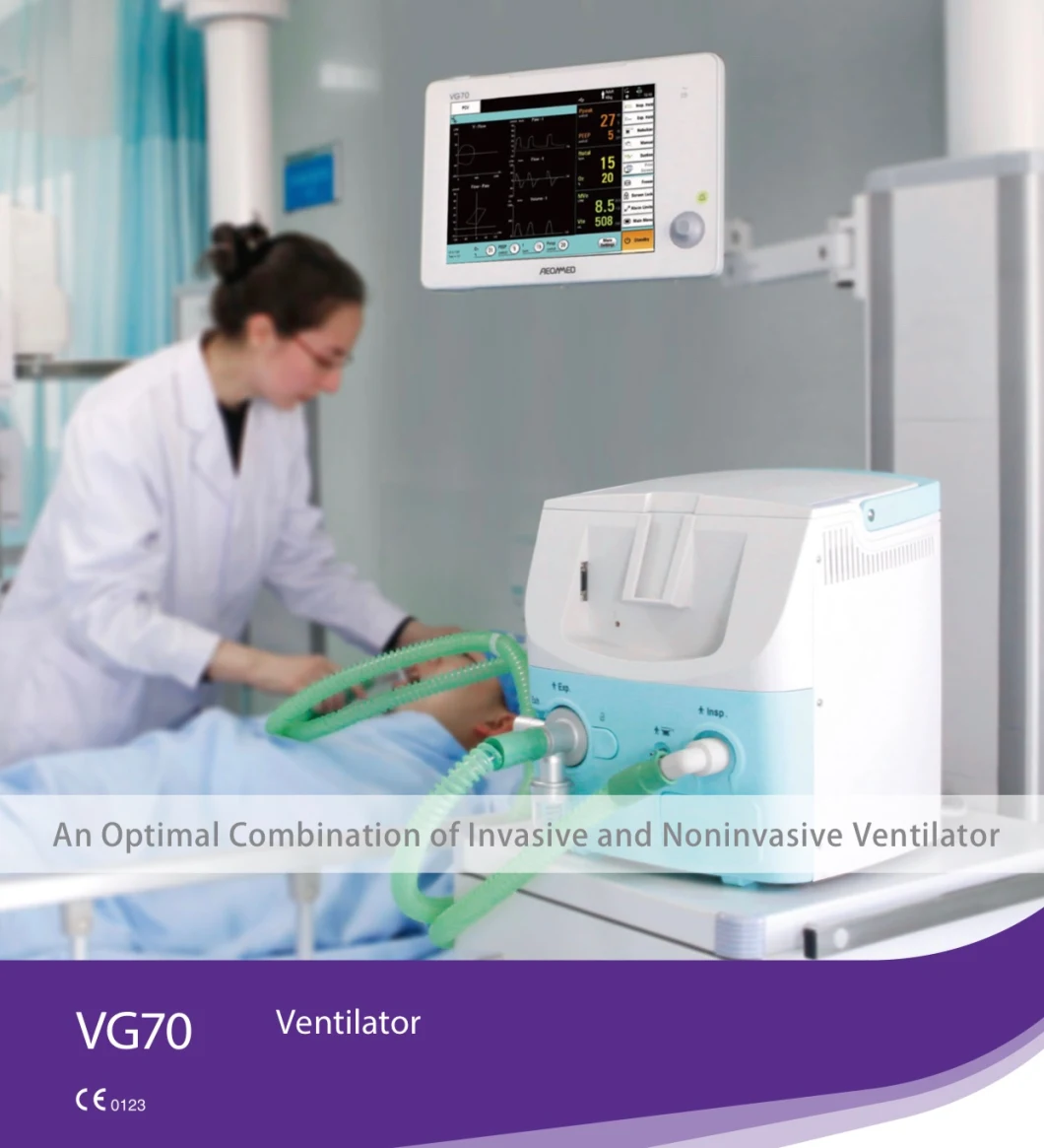 Vg70 Hospital Medical ICU Invasive Non-Invasive Ventilators Portable Mechaincal Ventilator Machine Respirator
