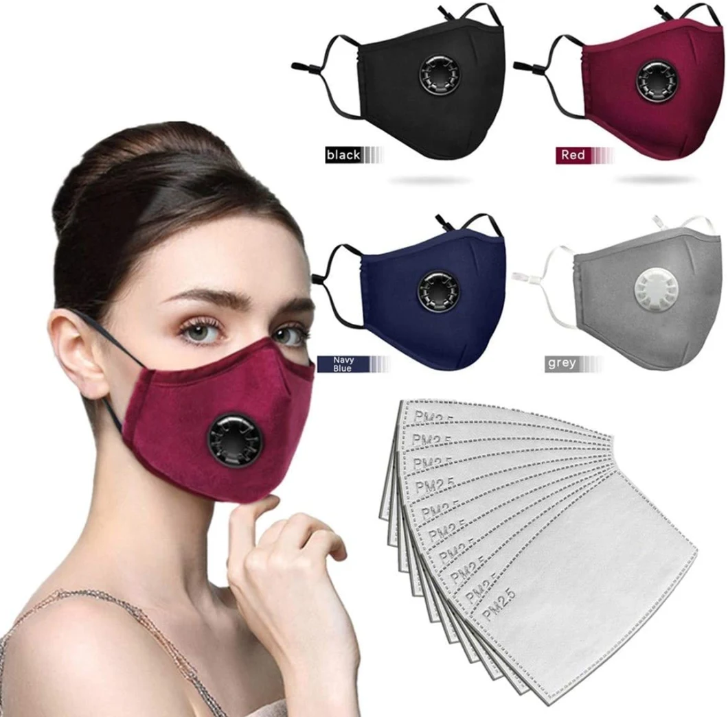 Face Bandanas Cotton with Valve and Activated Carbon Filter Replaceable Filter Cloth Mask