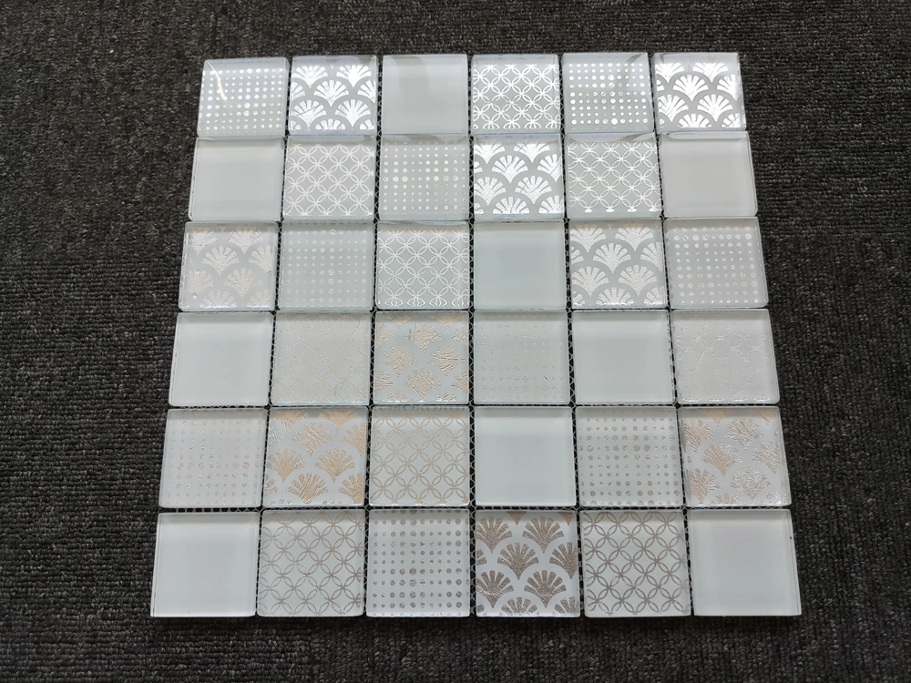 Silver Color Glass Mosaic for TV Background Glass Mosaic Wall Tiles