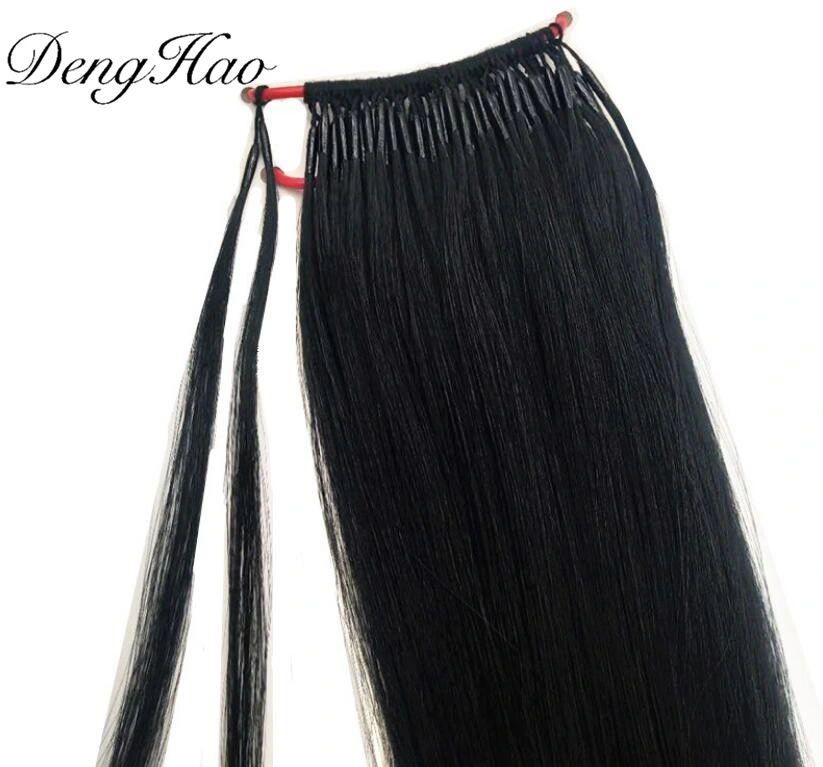 Virgin Hair Long Knot Thread Hair Extension Easy Pull Hair Extension