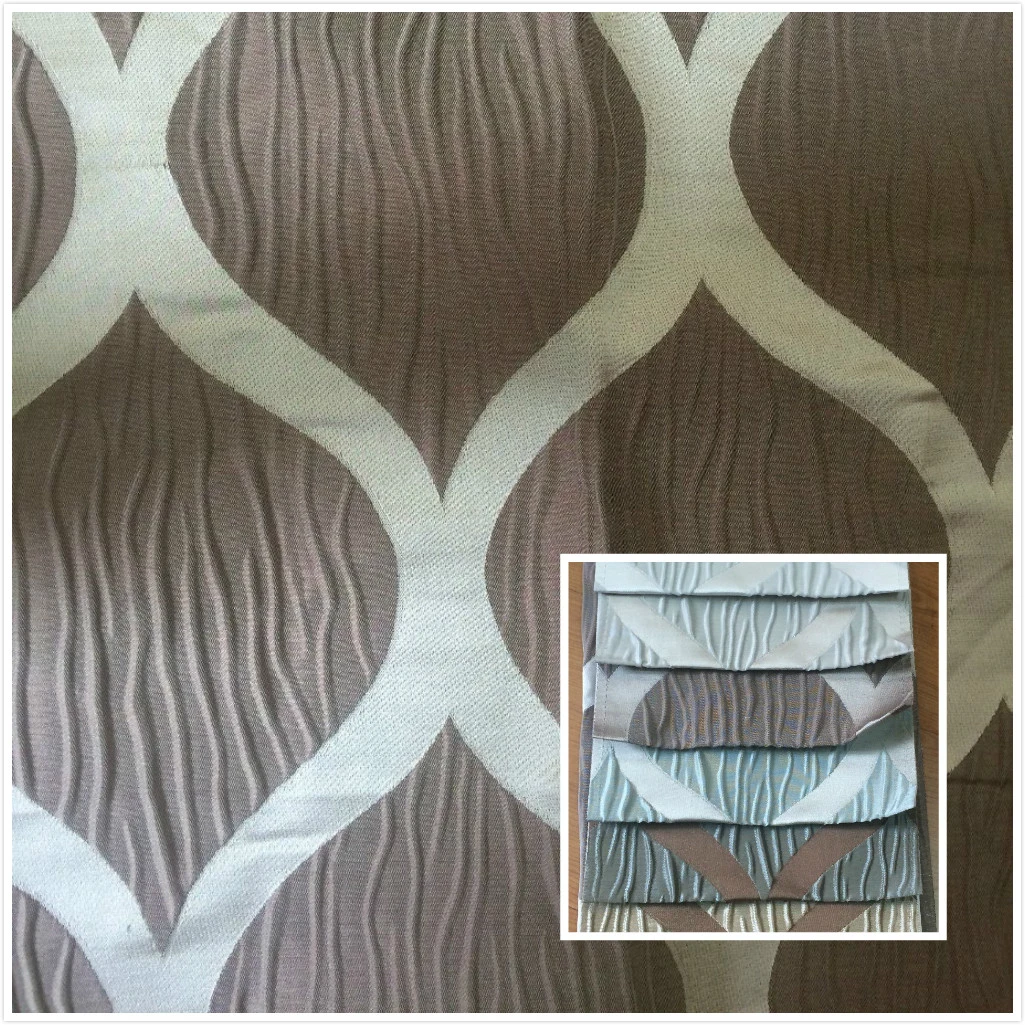 Big Wave Jacquard Coffee Color Curtain Fabric Polyester Window Curtain