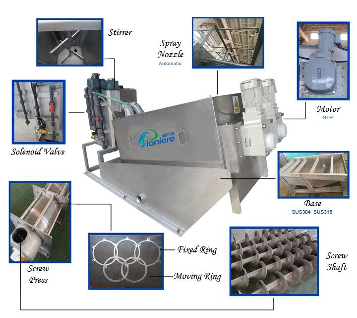 Wastewater Treatment Multi-Plate Industrial Mobile Sludge Dehydrator Screw Press