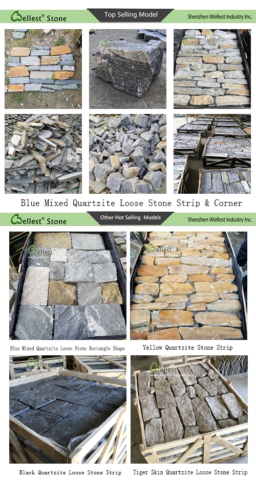 Random Blue Quartzite Loose Field Stone L Shape Corner for Outdoor Wall Cladding