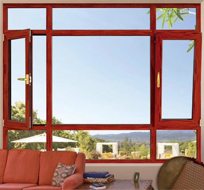 Brown Modern Aluminum/Aluminium Frame Metal Glass Casement Window