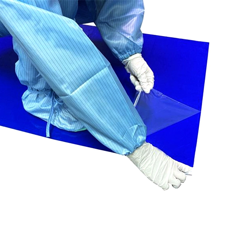 Cleanroom Blue Decontamination Dust Control Adhesive Disposable Tacky Antimicrobial Floor Sticky Mat for Industrial Hospital