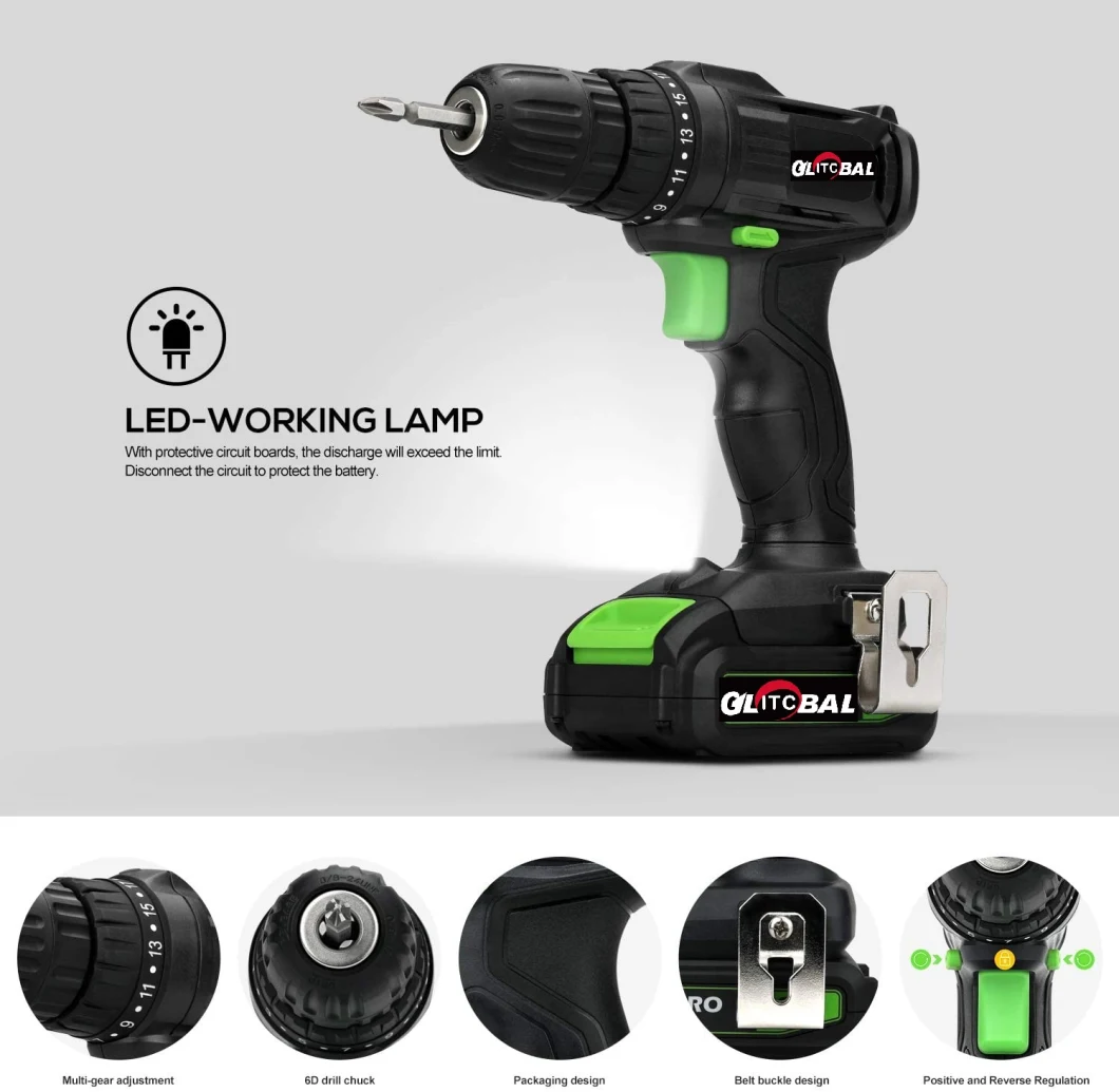 Powerful 18V (20V Max) Li-ion Battery Cordless/Electric Impact Drill/Screwdriver-Power Tools