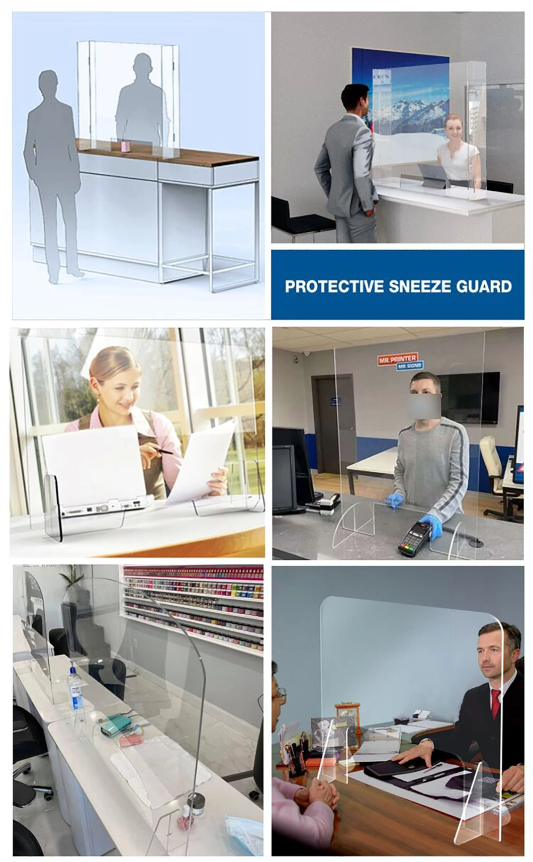 Acrylic Clear Protective Shield Sneeze Protective Guard