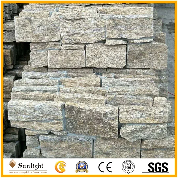 Yellow Natural Rusty Slate Veneer Culture Stack Stone for Wall Cladding