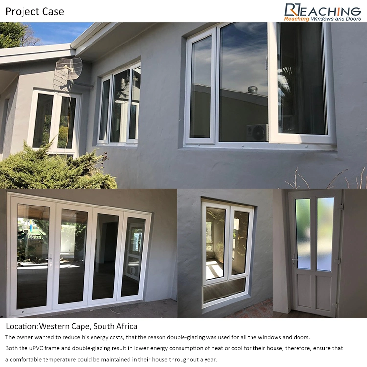 Modern Strong Thermal Break White UPVC Profile Double Insulated Tempered Glass Fixed Window