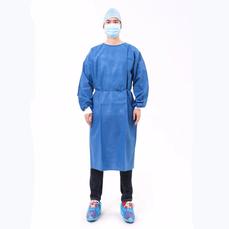 Hospital Surgical Protective Blue Yellow Blue Non-Woven Disposable Isolation Gown