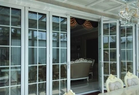 Interior Folding Door Living Room Grid Glass Tempered Glass Folding Door