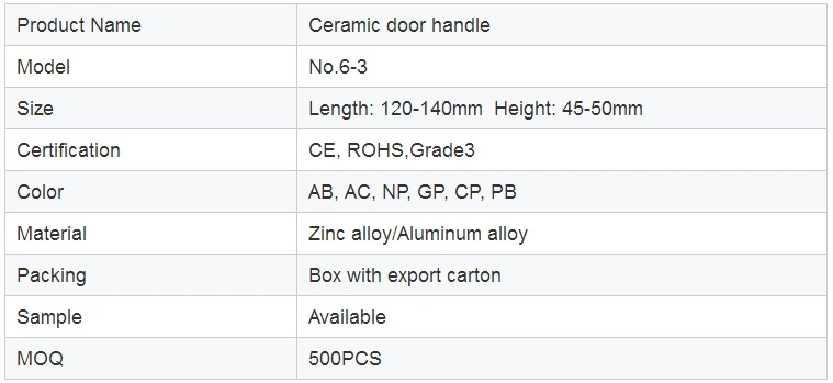 Hot Sale Zinc Alloy Ceramic Door Handle for for Frameless Glass Door