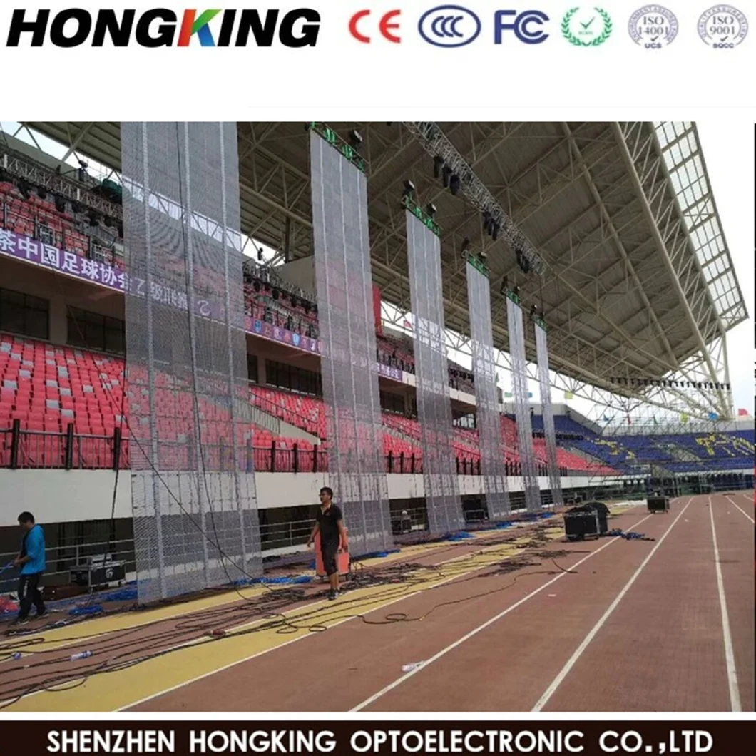 Full Color SMD Transparent P3.91 Glass Wall LED Mesh Screen for Window Advertising