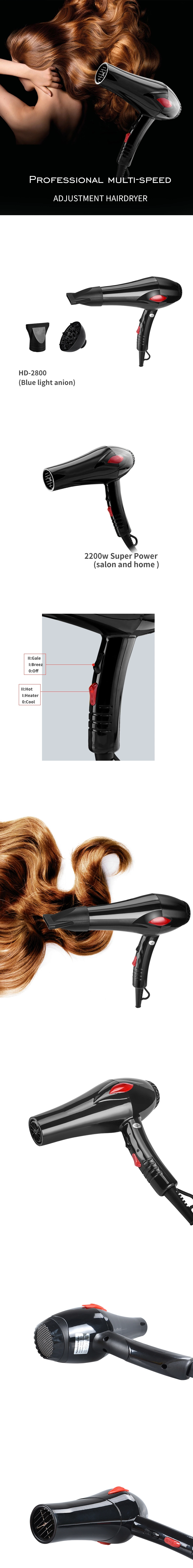 Professional Hair and Beauty Salon Tools Salon Equipment Wholesale Hair Dryer Tools with 2 Speed