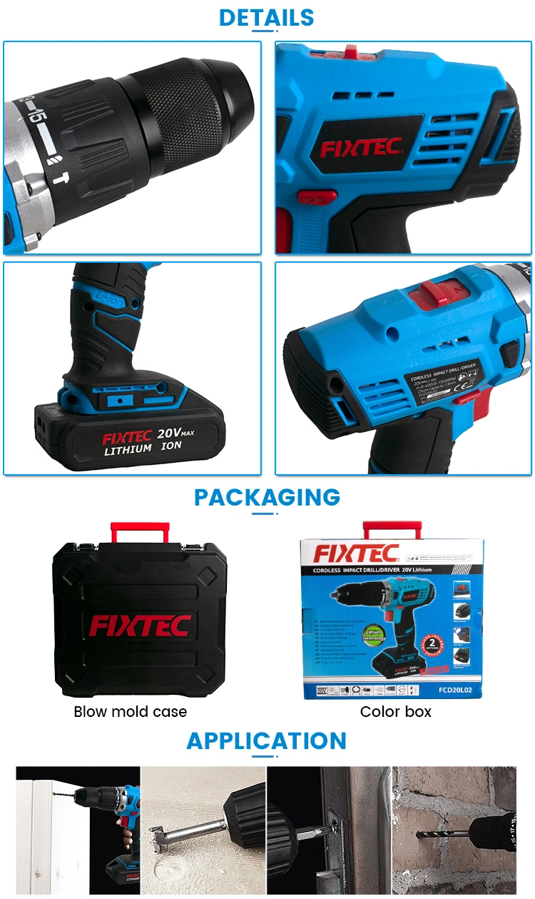 Fixtec Variable Speed 20V Cordless Rechargeable Screwdriver & Electric Drill