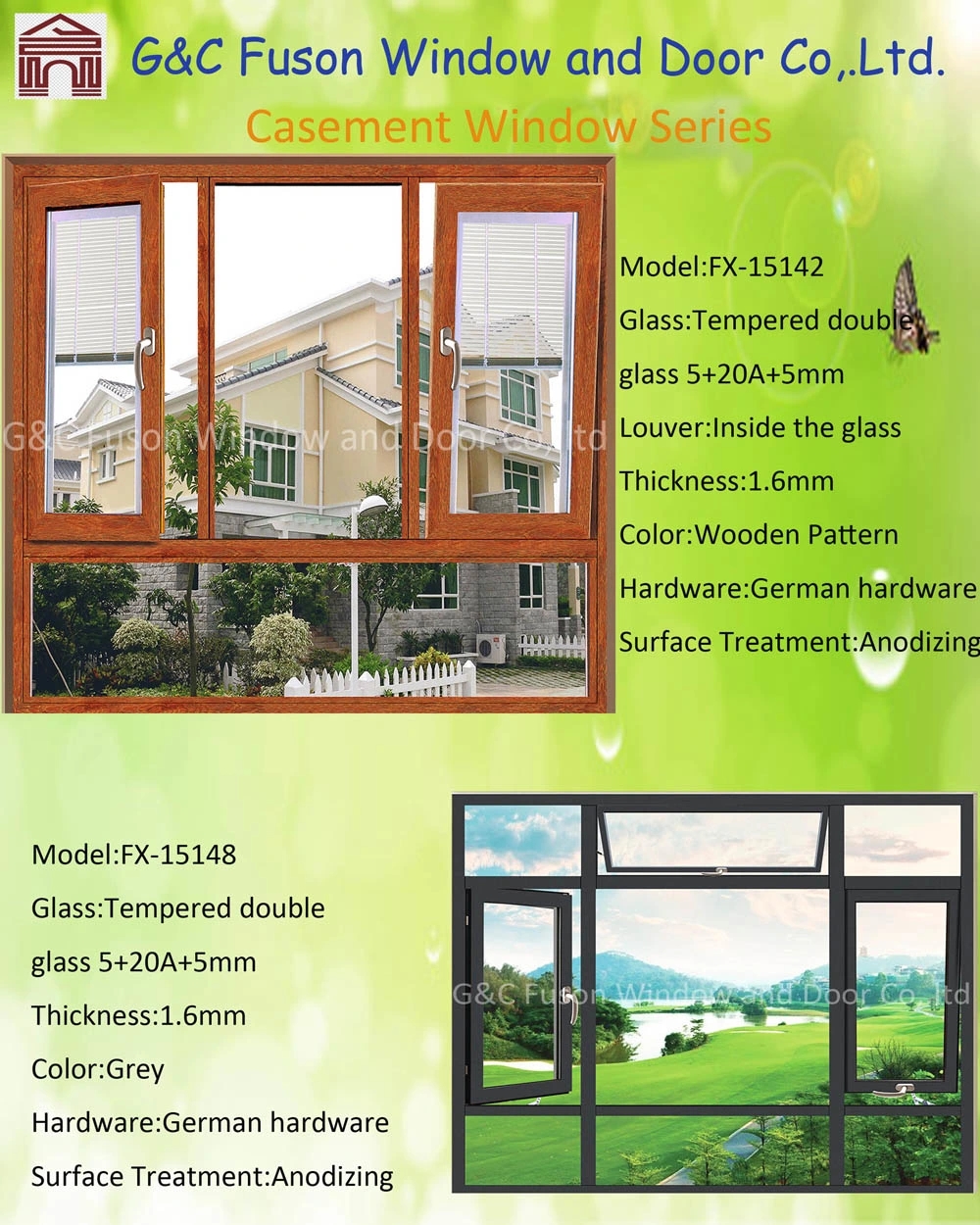 Classic Interior Window Aluminum Glass Swing Window for Home Decoration