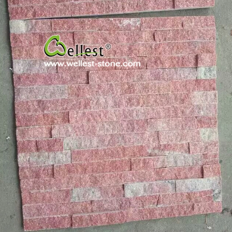 Pink Quartzite Natural Wall Cladding Stone Ledgestone Mushroom Stone Wall
