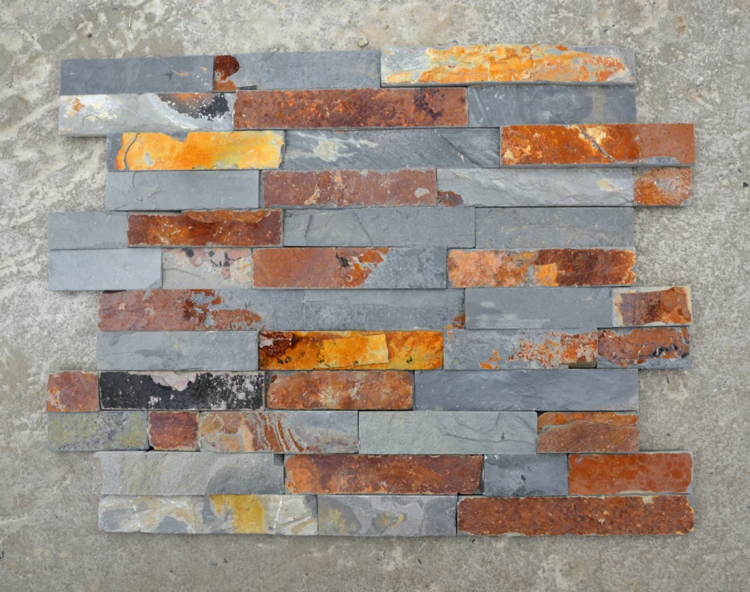 Super Thin Rusty Color Stacked Ledge Culture Stone for Wall Stone Panel Z/S Shape