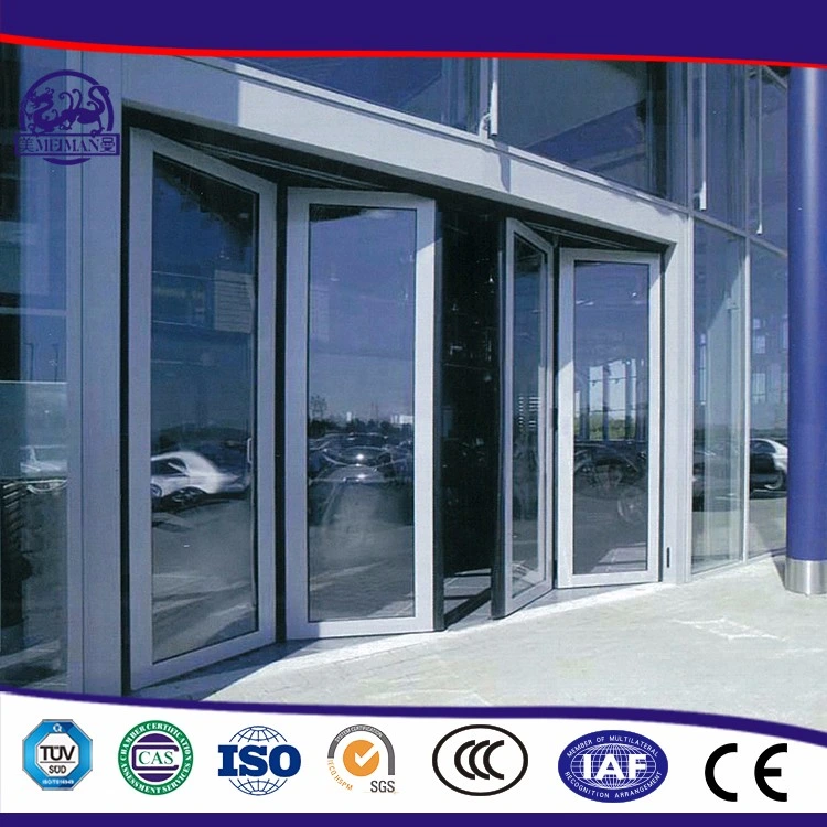 Full View Mirrored Frosted Glass Automatic Aluminum Alloy Bi-Folding Door