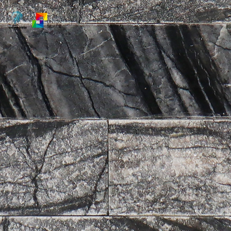 Newly Product Stripe in Black Marble Stone Veneers Stacked Stone Wall Cladding