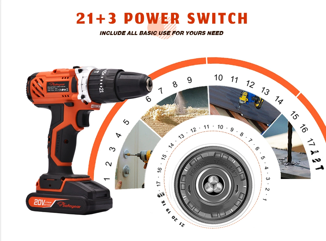 20V Two Speed Tool Set 16PCS Electric Cordless Impact Drill