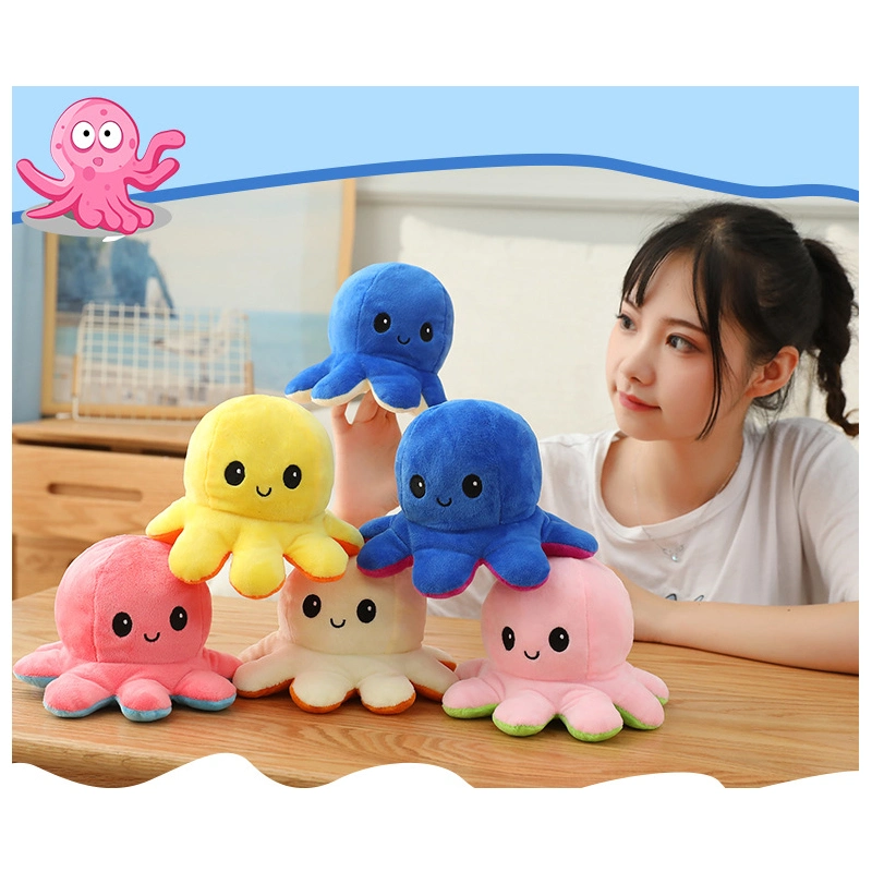 Wholesale Customized Cute Flip Octopus Doll Stuffed Soft Reversible Octopus