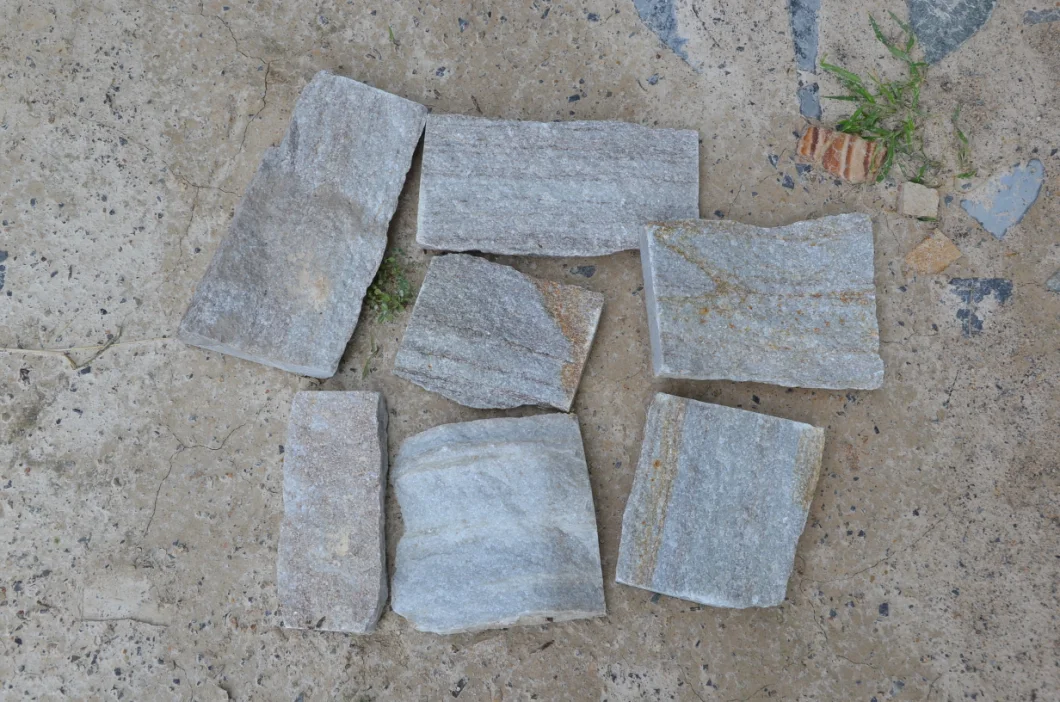 White Mix Grey Quartzite Loose Stone Wall Panel, Flag Stone for Decorative Wall