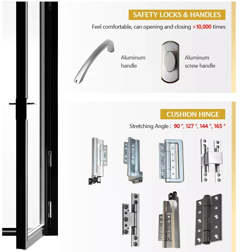 Cheap Glass Folding Doors Fire Proof 3 Panel Aluminium Exterior Bifold Door