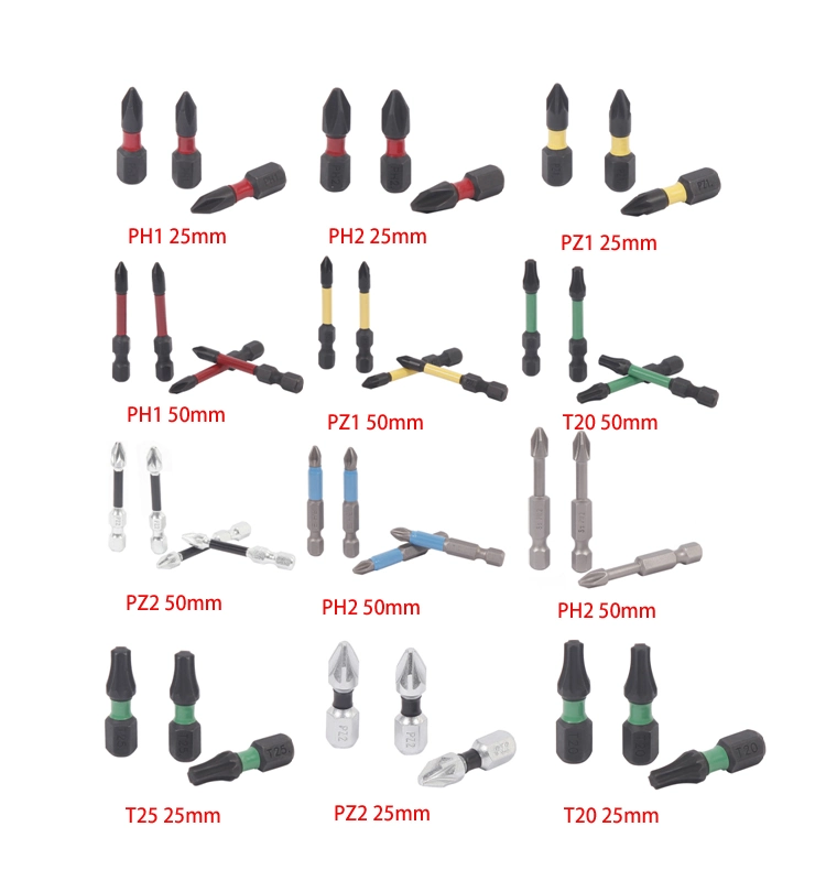 Plastic Box Packing 24PCS pH2 25mm Impact Screwdriver Bit Set