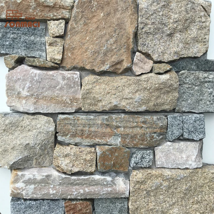 Grey Slate Stacked Stone with Cement on Back