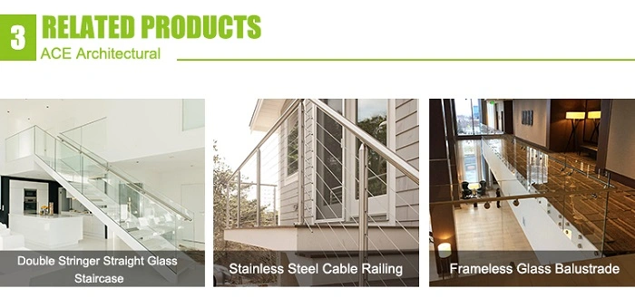 Modern Single Stringer Staircase with Tempered Frameless Tempered Glass Railing/ Glass Escalier
